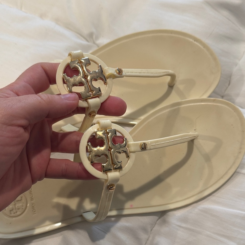 Tory Burch Cream and Gold Sandals